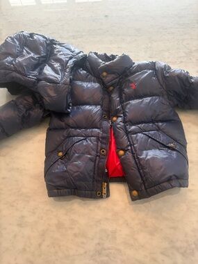 Polo by Ralph Lauren Navy Puffer Jacket with Red Lining